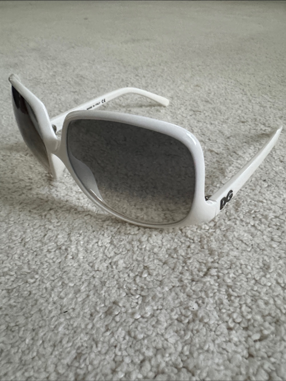 Dolce & Gabbana White Frame Sunglasses with Dark Lenses